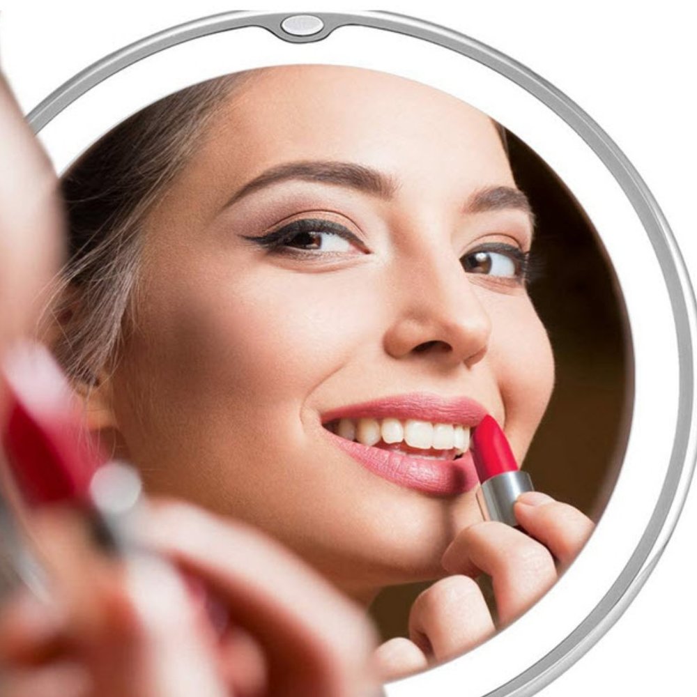 8" 10X LED lighted makeup mirror with suction cup - Picture 1 of 8